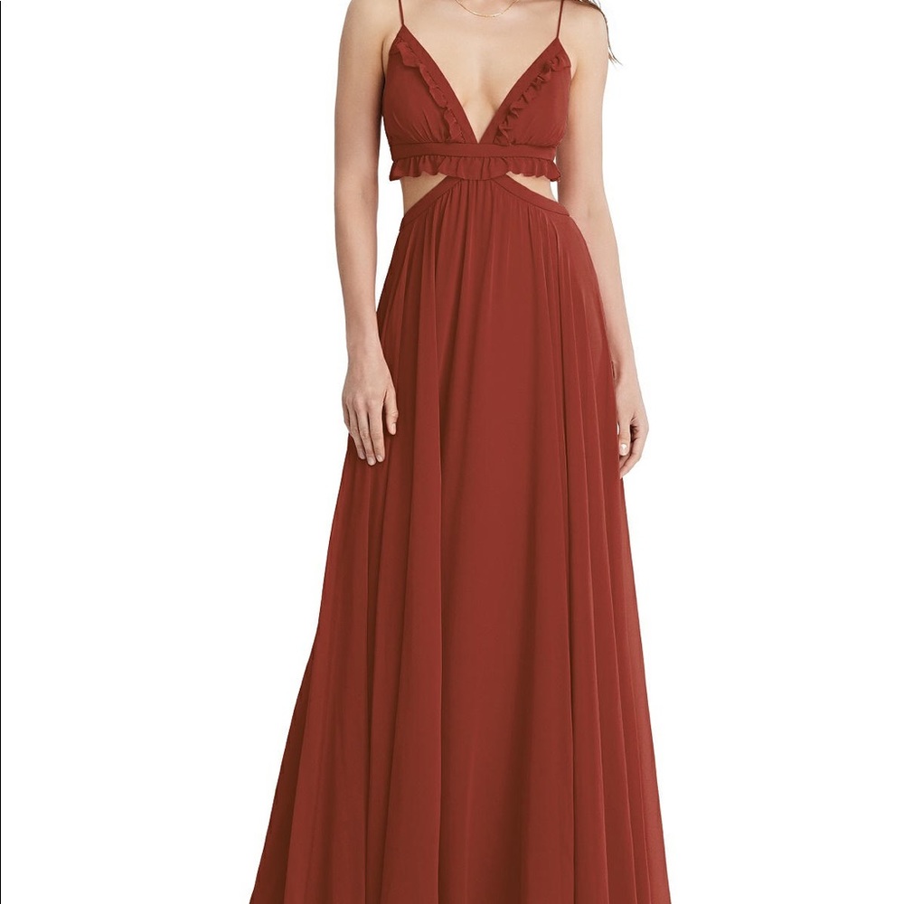 Ruffled Chiffon Cutout Maxi Dress - Jessie auburn moon
